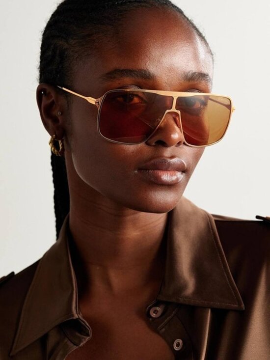 Tom Ford Zappa FT1173 30E Sunglasses Gold Shield Frame, Brown Lenses main image 8